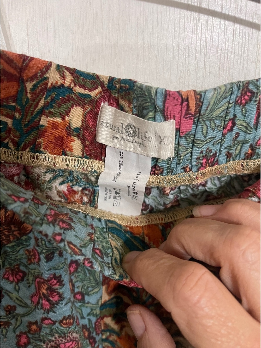 Natural Life Mimi Wide Leg Pants in a colorful mixed floral patchwork print. - Picture 3 of 3